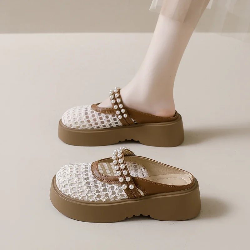 Reinforced Solid Bottom Women Summer Flat Slippers Anti Slip Stable Structure Student Daily Walking Shoes