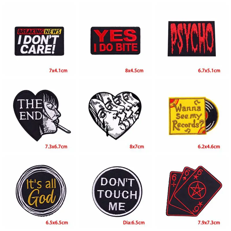 10PCS Wholesale Crying Girl Patch Punk Heart Embroidered Patches On Clothes Iron On Patches For Clothing thermoadhesive Patches