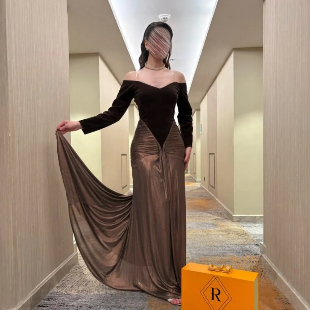 

Customized Exquisite Half Sleeve Evening Dress Charming Ruched Ruffles Prom Dress Sexy Mermaid Satin Party Gown فساتين سهرة