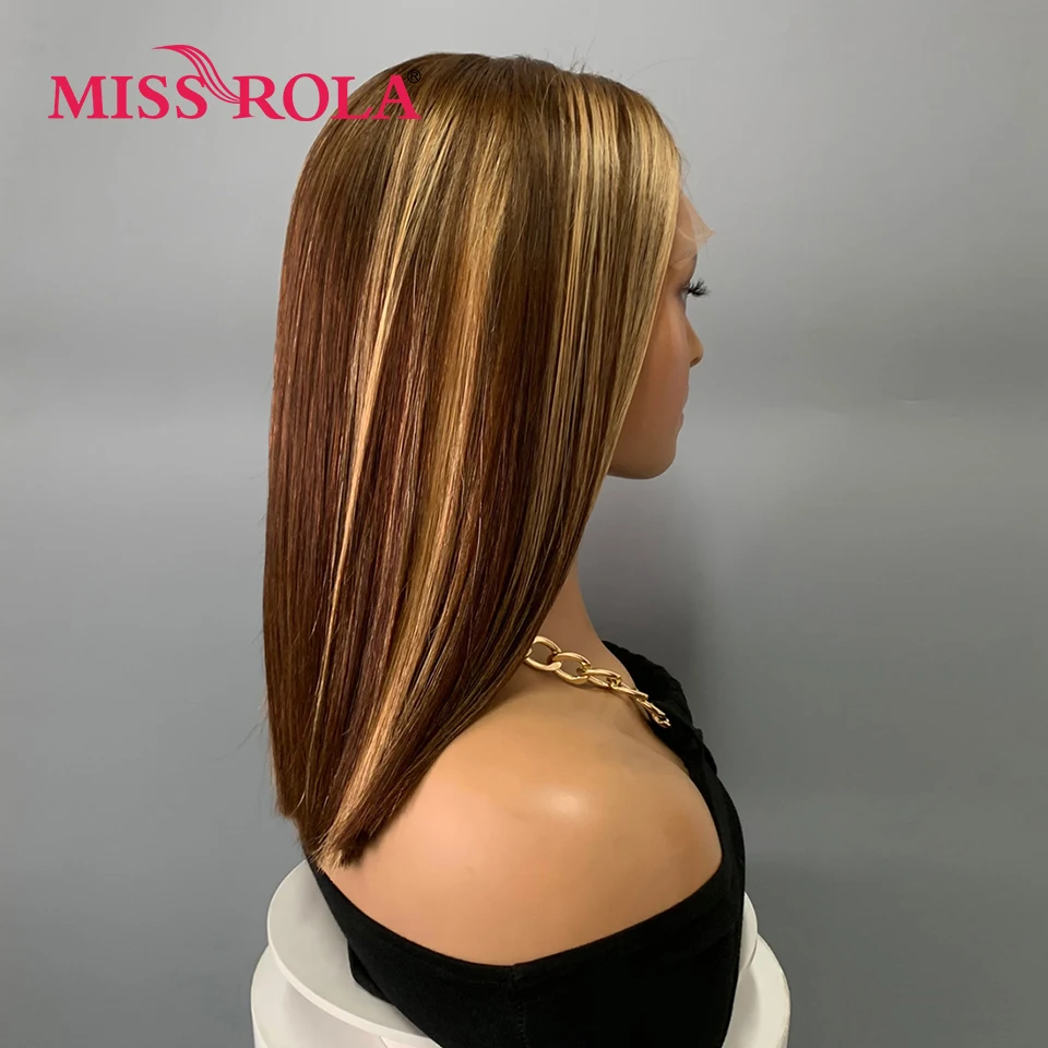 Miss Rola Wig rambut Remy kelas 12A dengan renda HD 5X5 Wig lurus tulang renda Brasil Wig rambut manusia depan telah ditanami Highlight