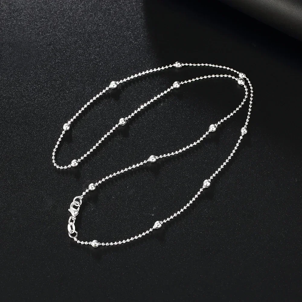 New fine 45-60cm 925 Sterling Silver romantic beads chain Necklace For Women 16-24 inch wedding Street Versatile Jewelry gifts