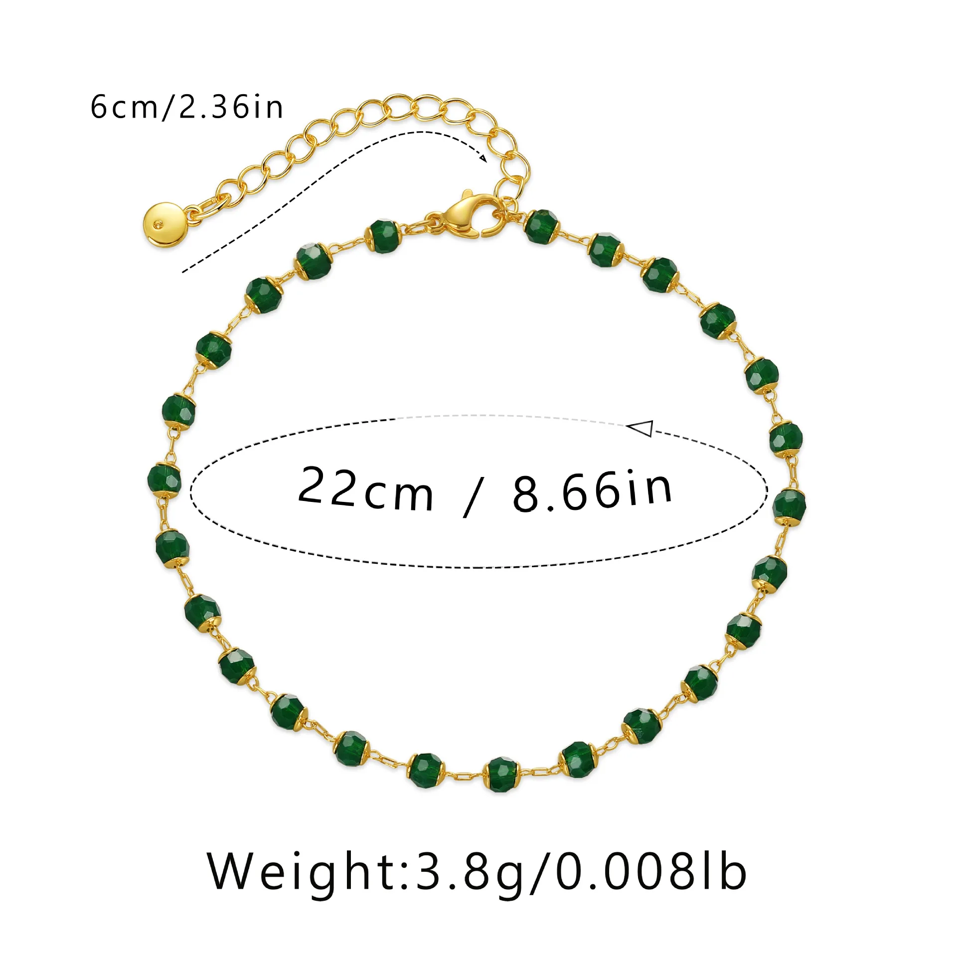 Vintage Ethnic Style Green Acrylic Bead Handmade Beading Women Anklet Adjustable Size Daily Wear Feet Accessories Chic Jewelry