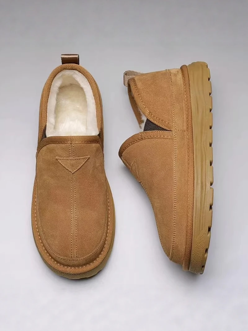 

Men's Winter Fleece Lined Cotton Slippers Indoor Outdoor Wearable Anti Slip Waterproof Half Slippers Comfortable Office Shoes
