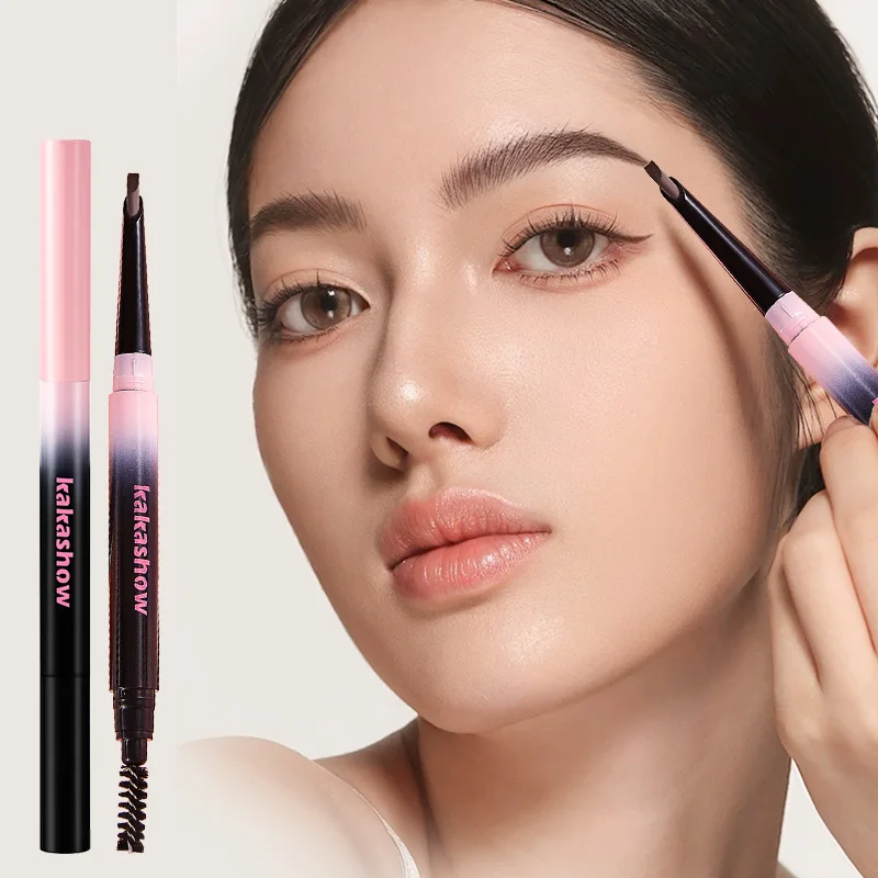 카카쇼 듀얼 헤드 아이브로우 펜슬, 자연스러운 컬러 디스플레이를 위한 브러쉬 헤드 포함, 와일드 아이브로우 메이크업, 워터프루프 및 오래 지속