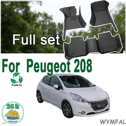 Car Floor Mats For Peugeot 208 A9 2012~2018 Carpets Luxury Leather Mat Durable Rugs Anti Dirty Pad Set Car Accessories 2013 2014
