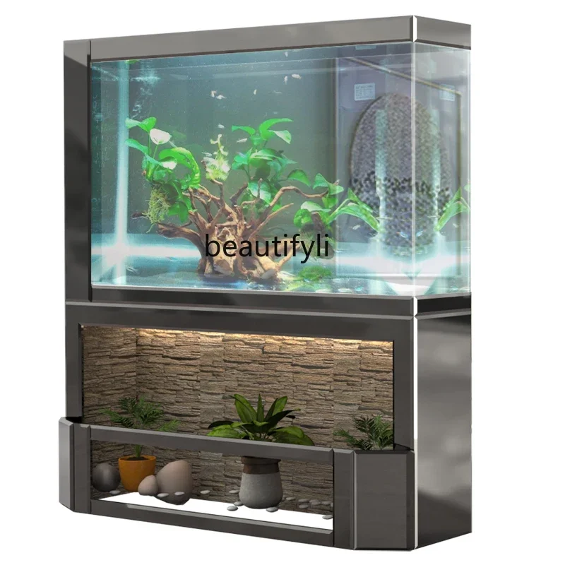 

Fish Tank Large Living Room Water Curtain Wall Small Ultra-White Glass Partition Screens Goldfish Turtle