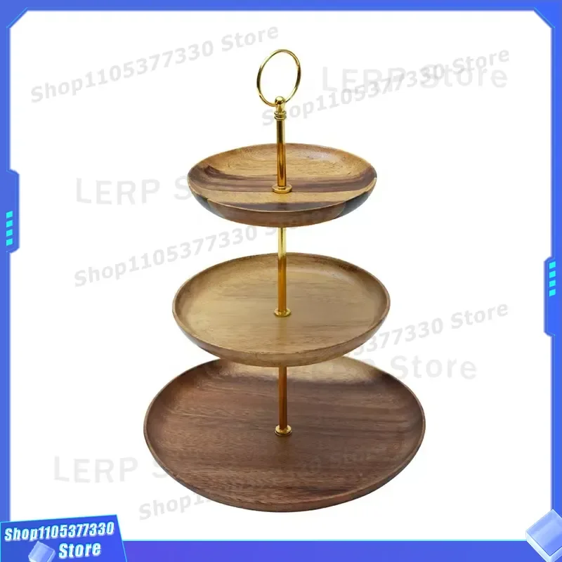 Nordic Style 3 Tier Wooden Fruit Plate Stand for Snacks Cake Nuts Candy Serving Tray Home Decor Party Restaurant Bar Supplies
