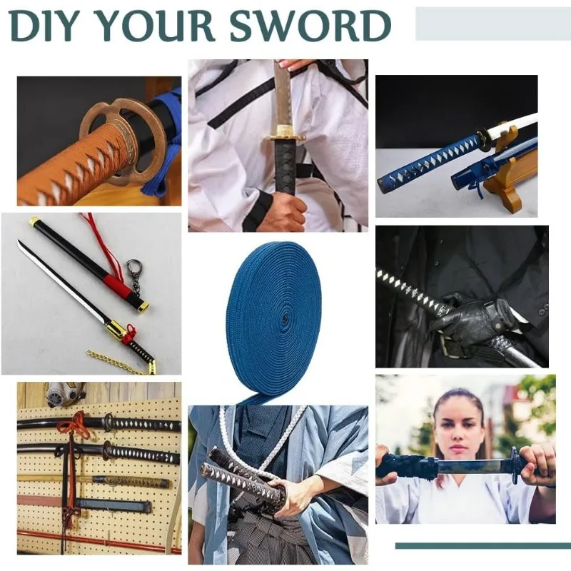 1 Roll 5m Wrapping Cord Imitation Leather Sword Handle Cord Tsukamaki Sageo Wrapping Cord for Handle Rope 12mm