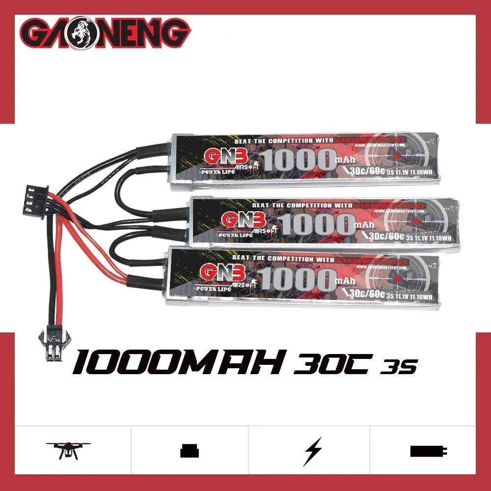 GAONENG 11,1 V 1000 mAh/1500 mAh 3S 30C/60C Split Verbindung Lipo Batterie Für Spielzeug Modell elektrische Wasser Pistole Airsoft Gun Teile