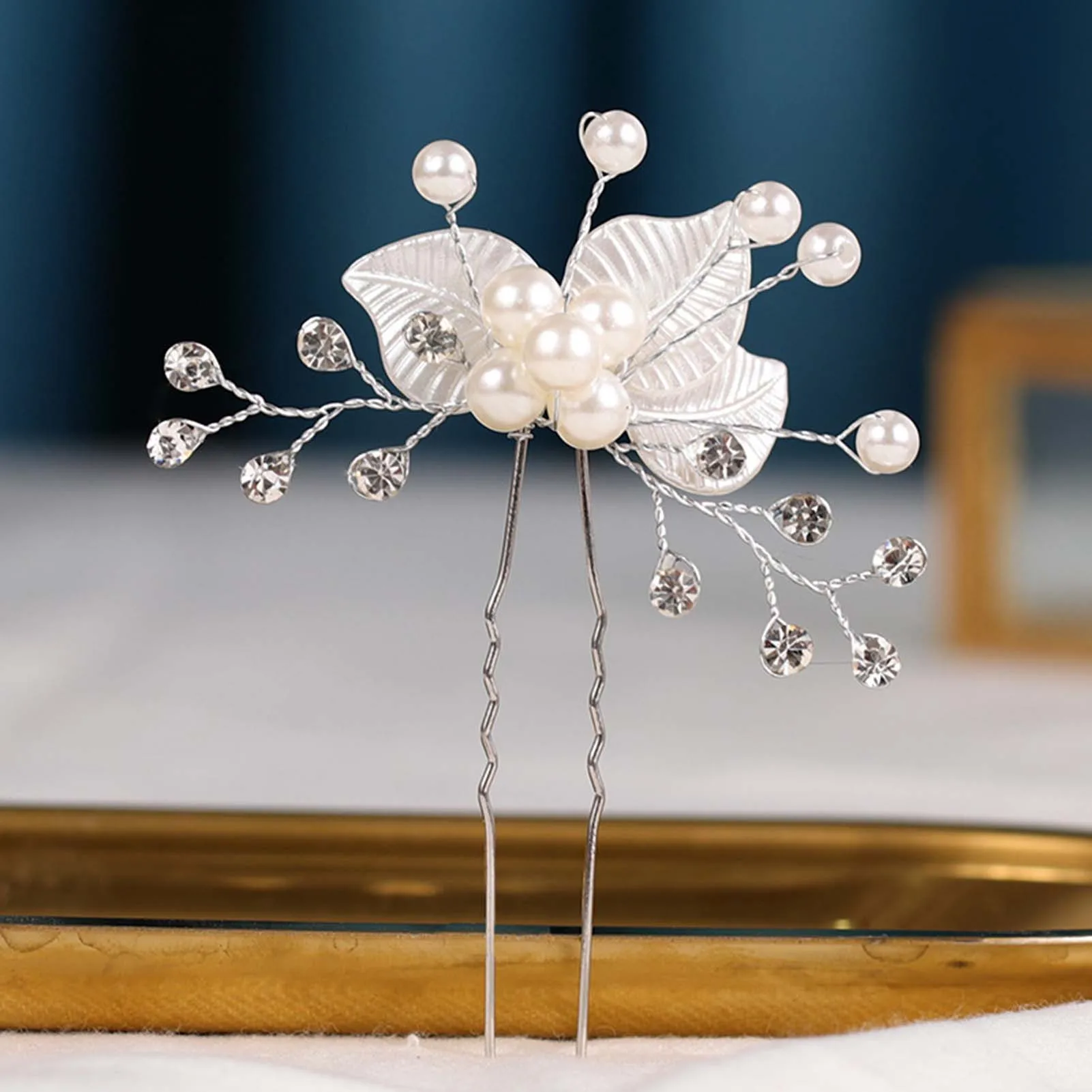 U Shape Hairpin for Women Rhinestones Stable Alloy Hairpin Headdress for Birthday Stage Party Hairstyle Making