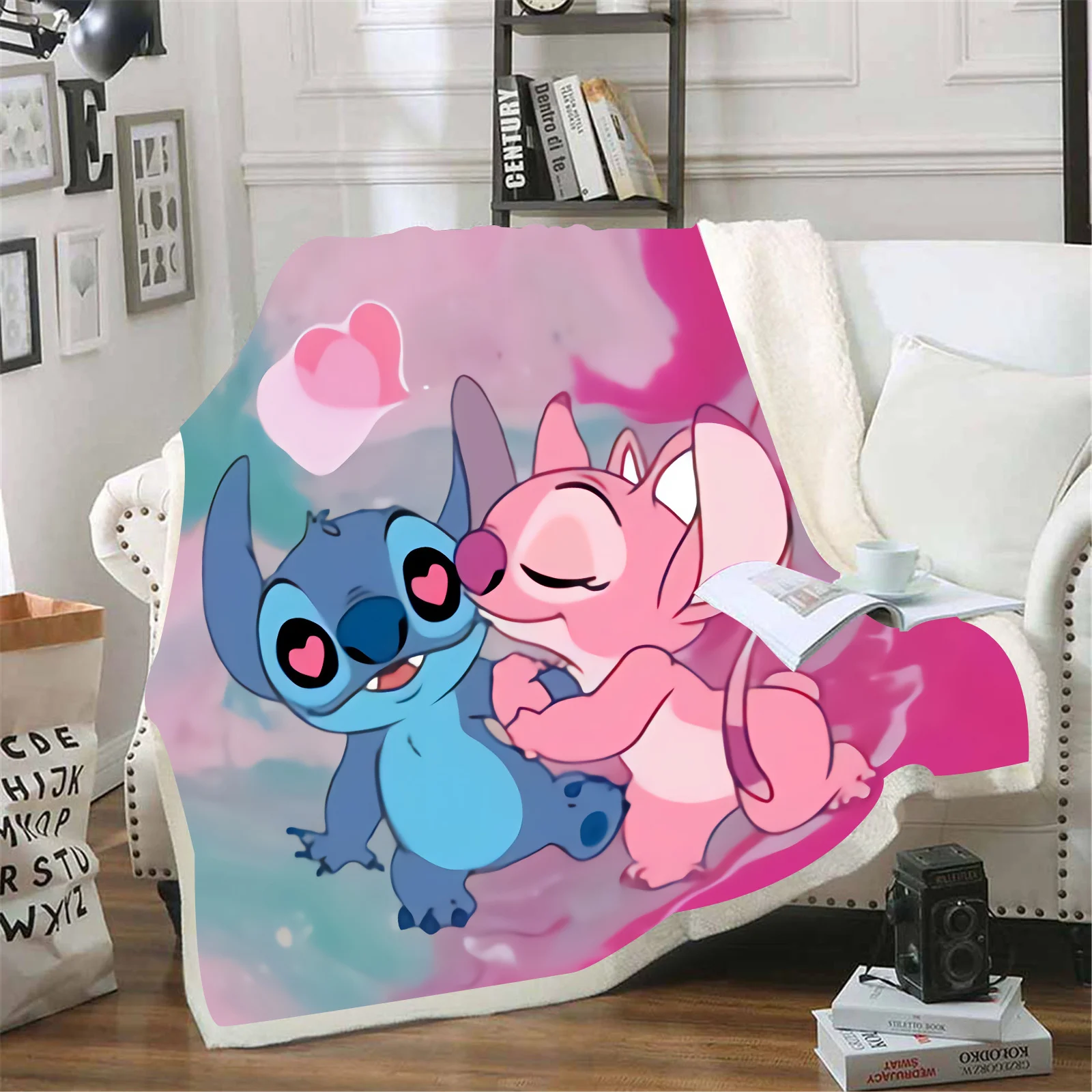 

Stitch Blanket Kawaii Home Plush Furry Blankets And Throws Baby Custom Anime For Winter Travel