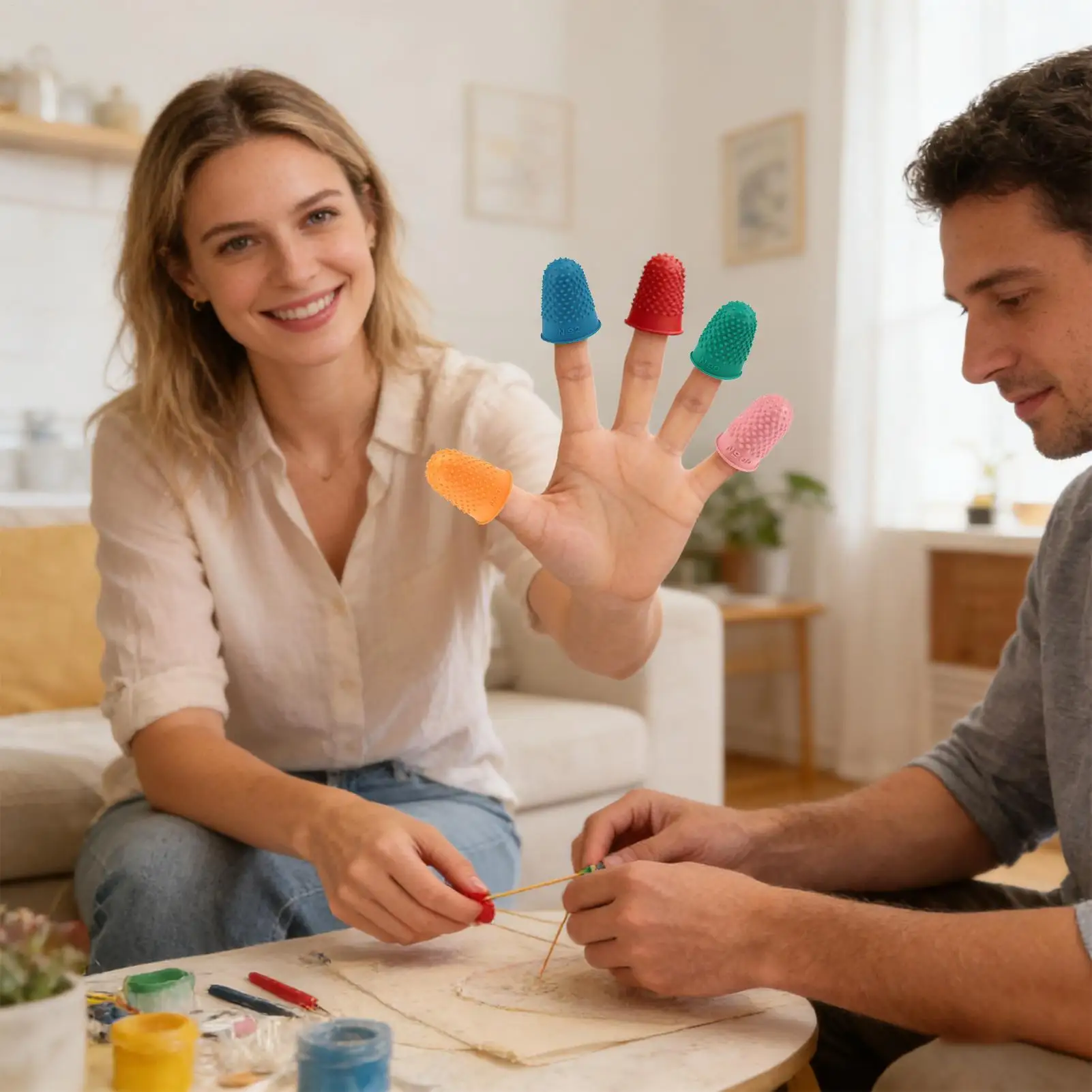 

Finger Tips Anti-Static Non-Slip Protectors 5-Piece Fingers Tips For Sorting Papers For Paperwork Cutting Counting Sewing Crafts