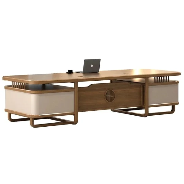 

New Chinese-style desk, solid wood chair combination, black walnut president's desk office furniture