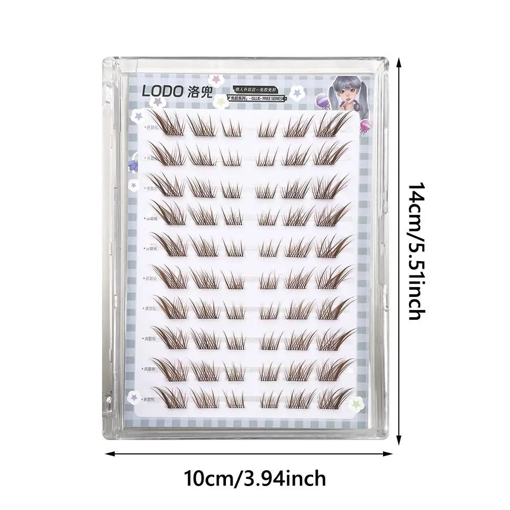 60 pçs c onda sem cola clusters cílios auto-adesivo mangá raposa cílios postiços macio marrom 3d olho de gato cílios individuais para mulher