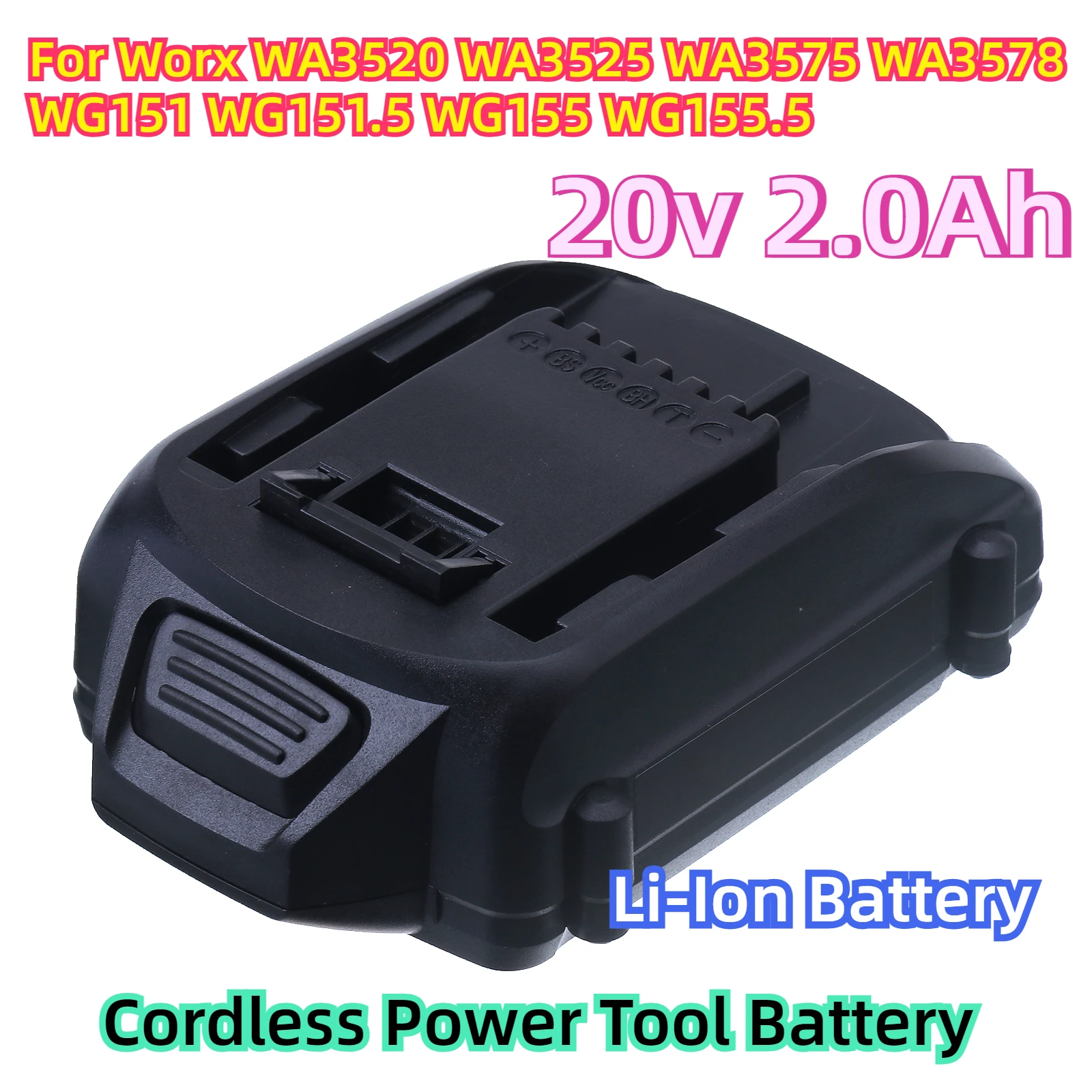 For Worx WA3520, WA3525, WA3575, WA3578 Work for WG151,WG151.5, WG155, WG155.5 Cordless Power Tool 20v 2.0Ah Li-Ion Battery