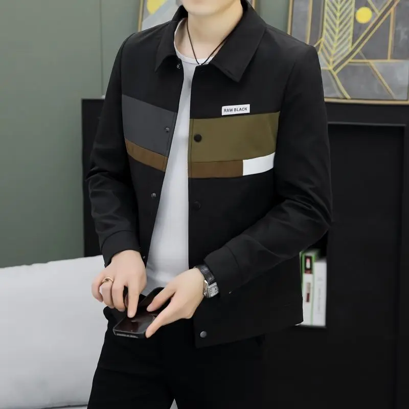 

Новая мужская куртка на весну и осень, тонкая корейская версия, красивый лацкан, простой, универсальный, повседневный