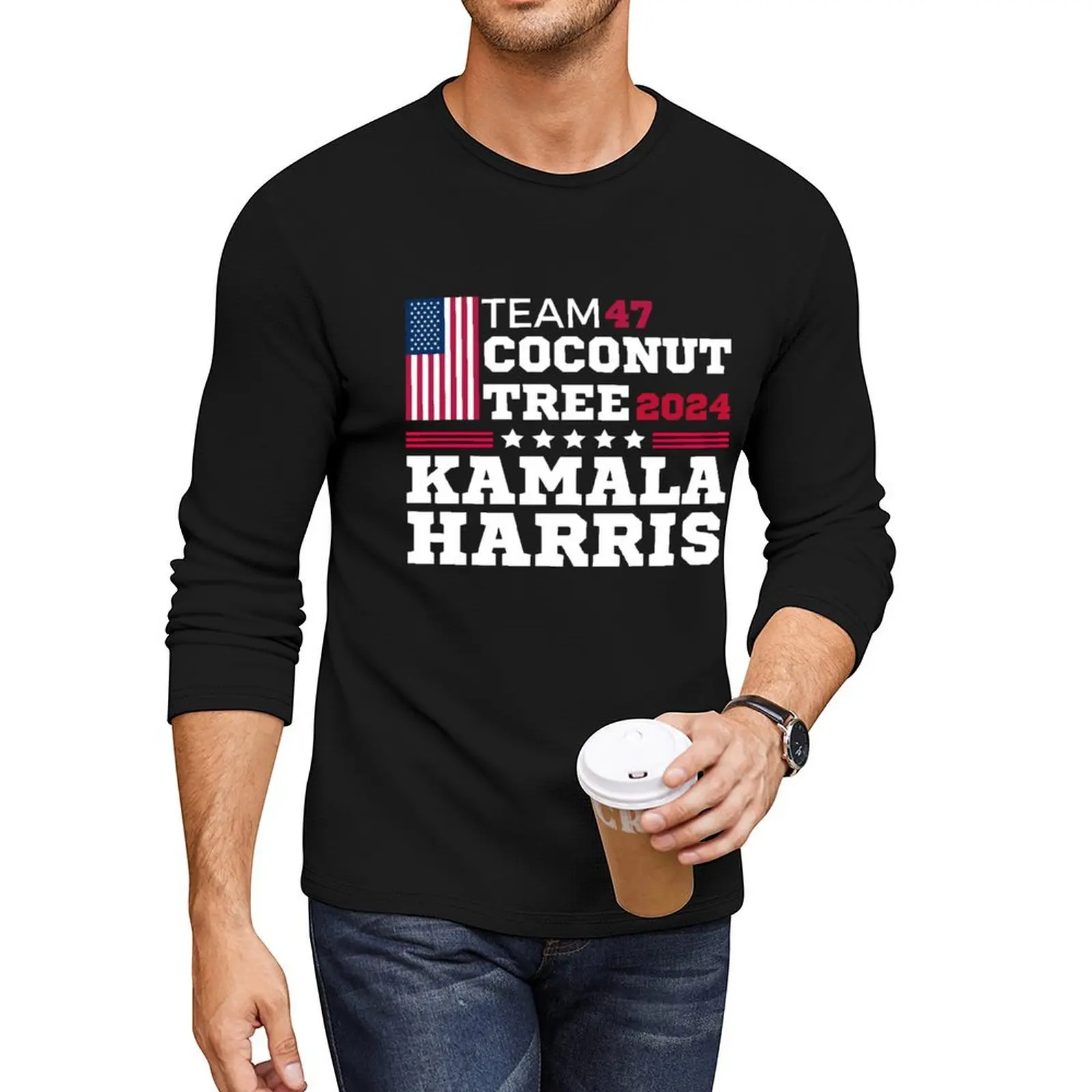 

Coconut Tree Kamala Harris 2024 Long T-Shirt tees plus size tops Oversized t-shirt Anime t-shirt T-shirts for men cotton