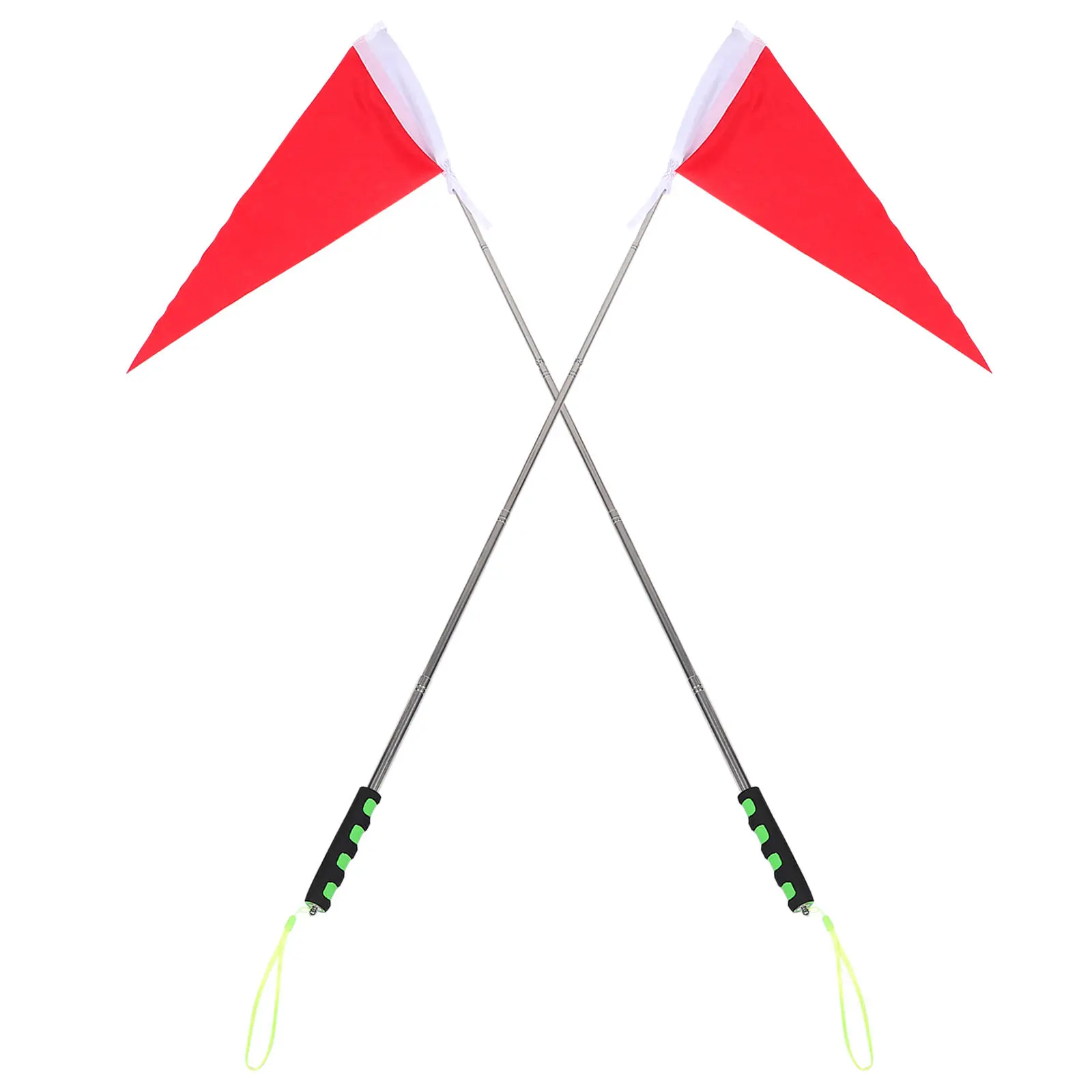 2Pcs Tour Guide Flags Telescopic Extendable Poles Bright Red Lightweight Handheld Outdoor School Excursion Guide Banner