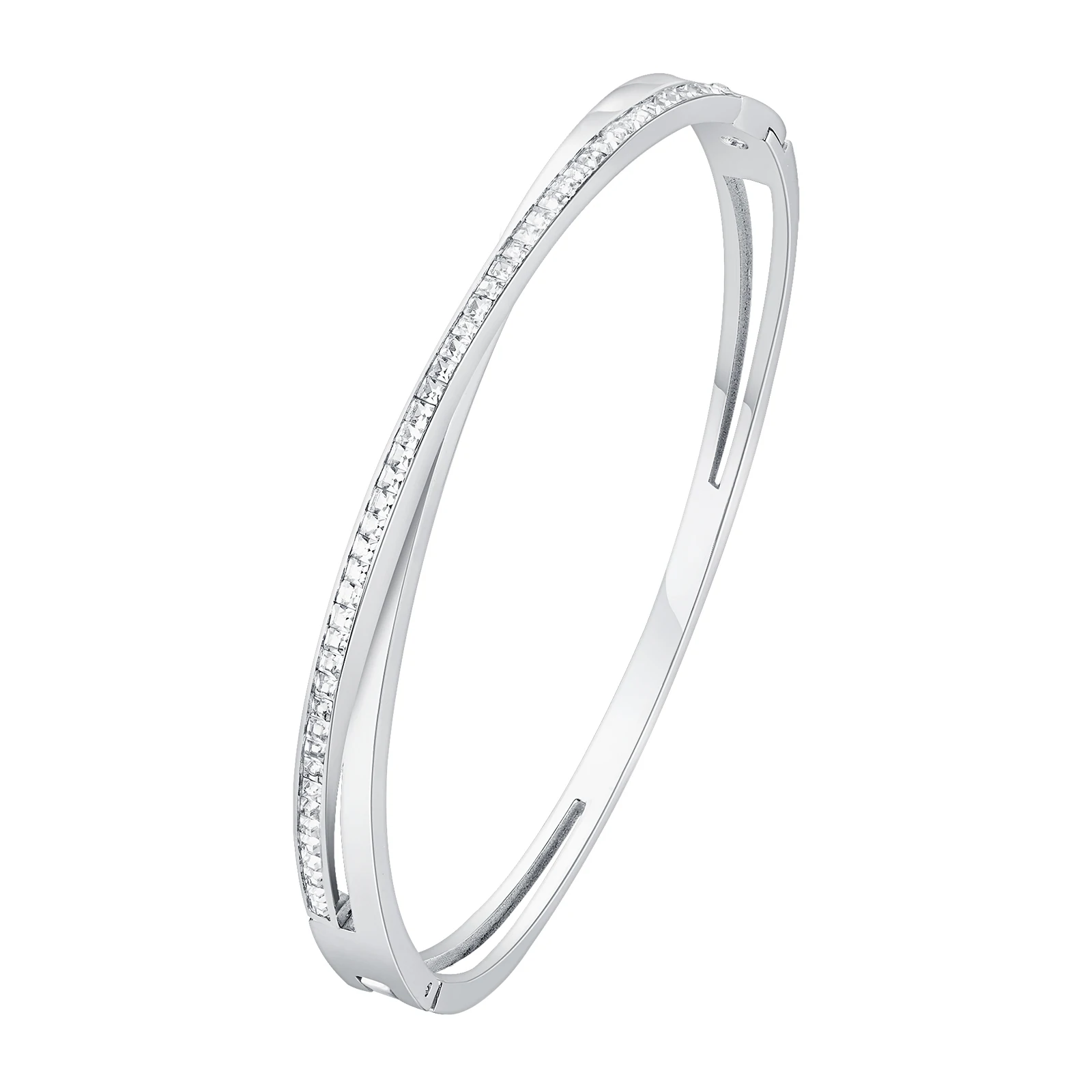 

New Style Crossover Zirconia Bracelet Bangle for Women Sparkly Bridesmaid Wedding Jewelry Gifts
