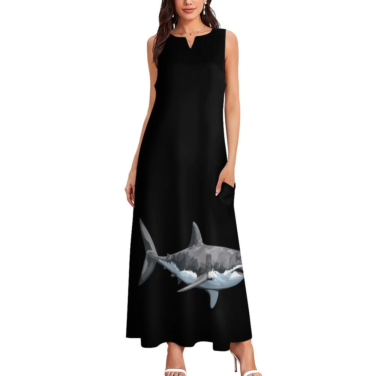 Great White Shark Long Dress elegant dresses plus sizes Women's summer dresses Dress