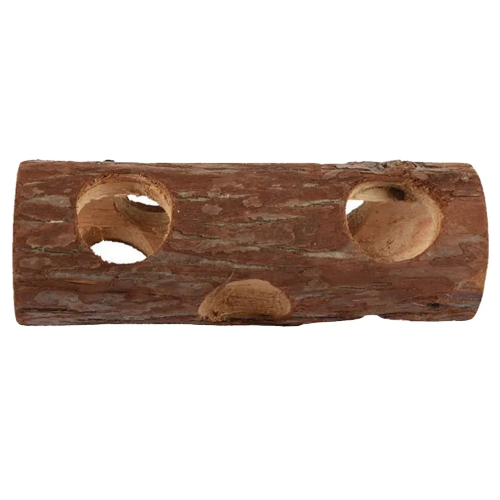 

Solid Wood Pipe Toys Small Animal Hideout Guinea Pig Tube Hamster Tunnel Smooth Surface No Burr Sturdy Practical Pet Toy House