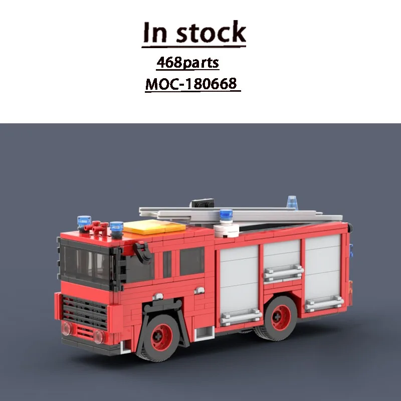 

MOC-180668 Urban Traffic Rescue Fire Truck Building Block Model 468 Parts MOC Boys Children Birthday Christmas Toys Gift