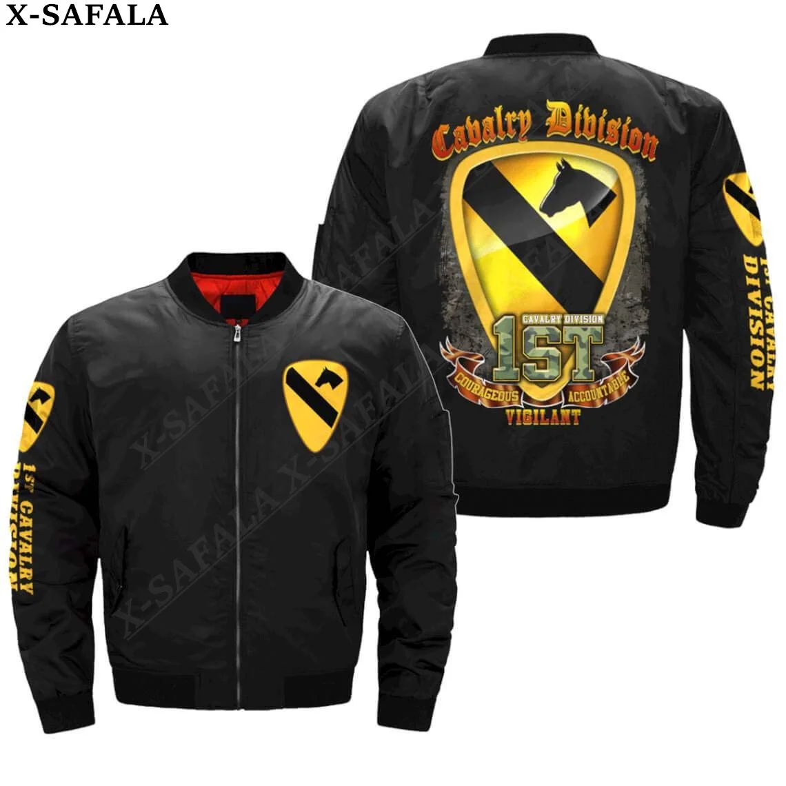 1st Cavalry Division Veteran Army 3D Bomber Jackets Zipper Flight Jacket Casual Thick Coat Unisex Harajuku Men Women Streetwea-2