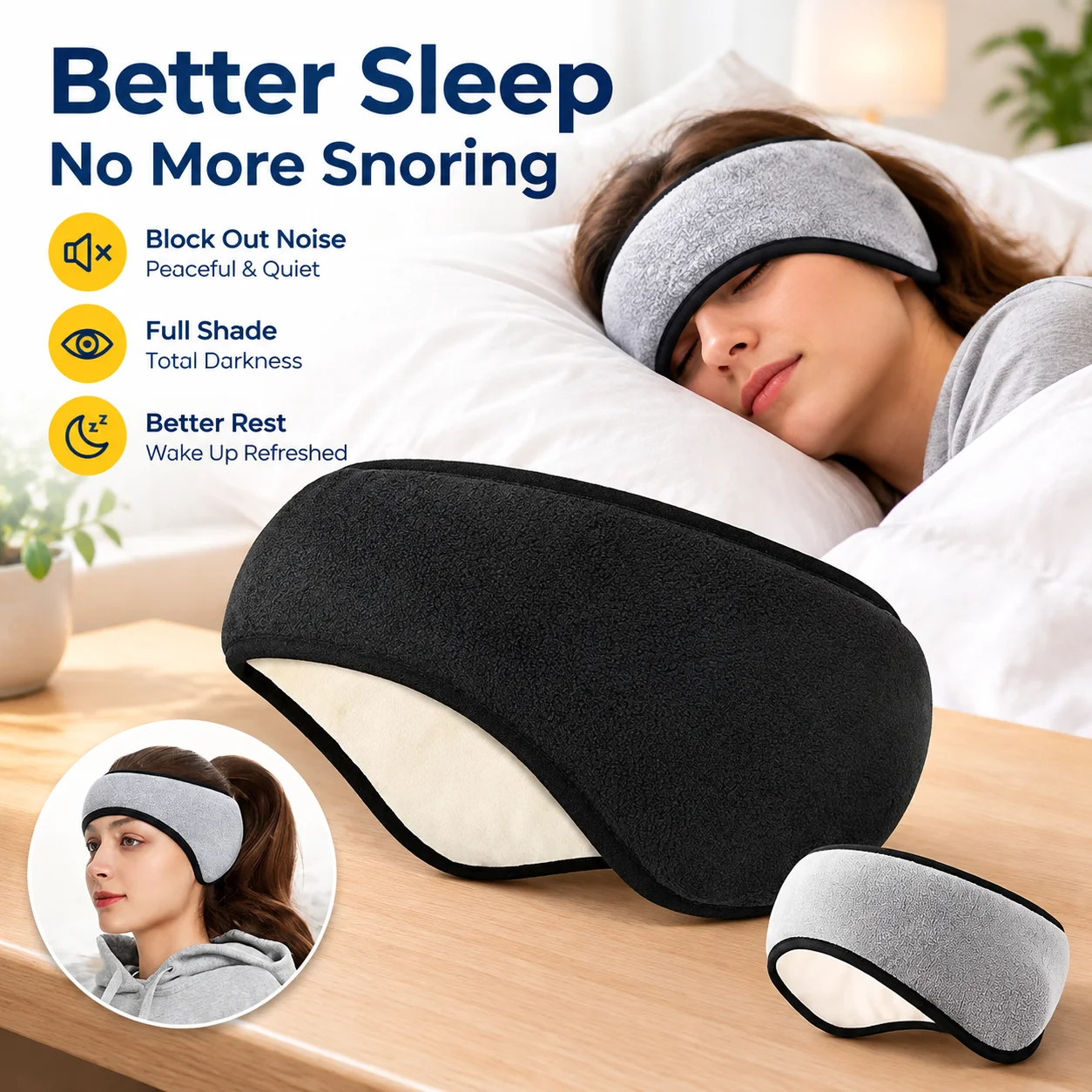 Sleep Snoring Noise Reduction Ear Protection Set with Soundproof Mute Eye Mask Full Shade for Dormitory