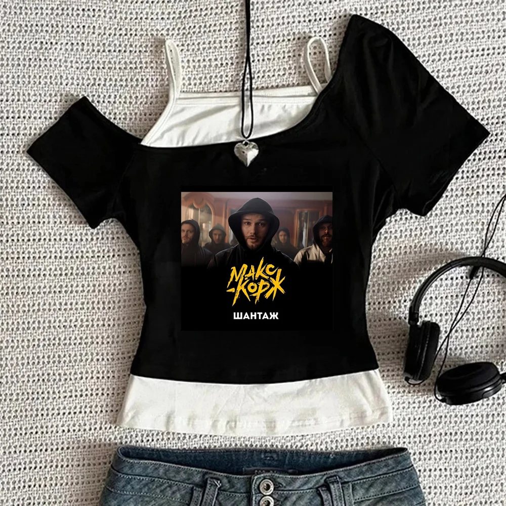 Max Korzh cropped top shoujo graphic baddie kawaii t shirt 2000s emo korean fashion baddie clearance sales