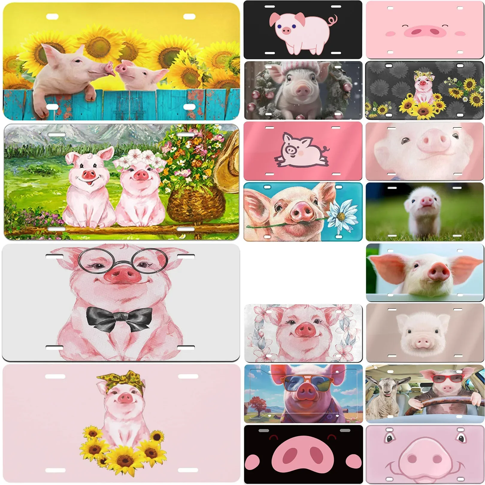 

Pigs License Plates Metal Tin Signs for Wall Art Decoration Vintage Tags Metal Automotive Signs For Cafe Bar Club Garage Pub