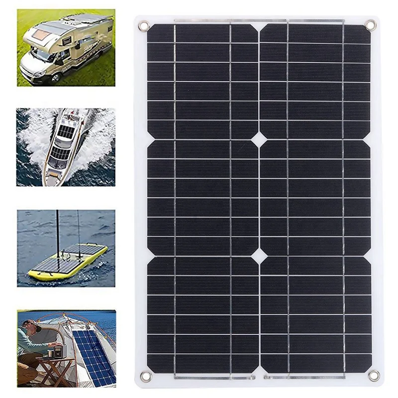 

20W Car Battery Solar Panel System Kit Solar Charger Portable Flexible Solar Panel Controller 2USB Output Durable Easy To Use-A7