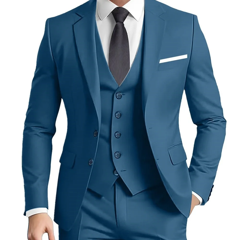 بدلة تيرنو باللون الأخضر للرجال مع طية صدر السترة من 3 قطع مجموعة رسمية (سترة وسراويل سترة) لمناسبات الحفلات المنزلية