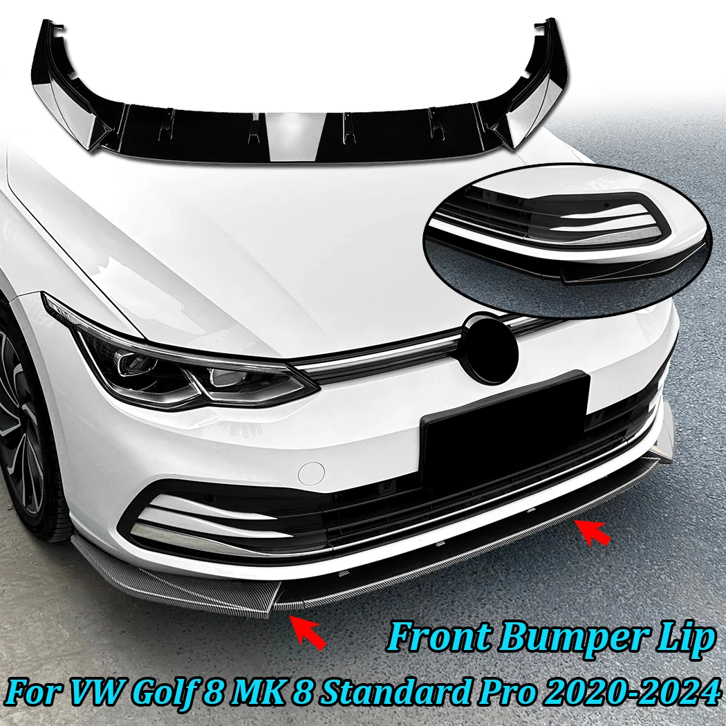 For VW Golf 8 MK 8 Standard Pro 2020-2024 Car Front Bumper Lip Spoiler Splitter Auto Lower Guard Protector Cover Styling Body Ki