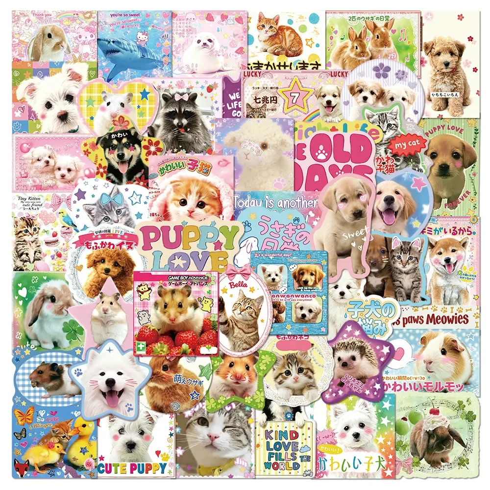 50 Pcs Cute Animal Japanese Stickers Waterproof Vinyl Decals for Phone Case Journal Pencil Case Laptop Notebook Luggage Gift