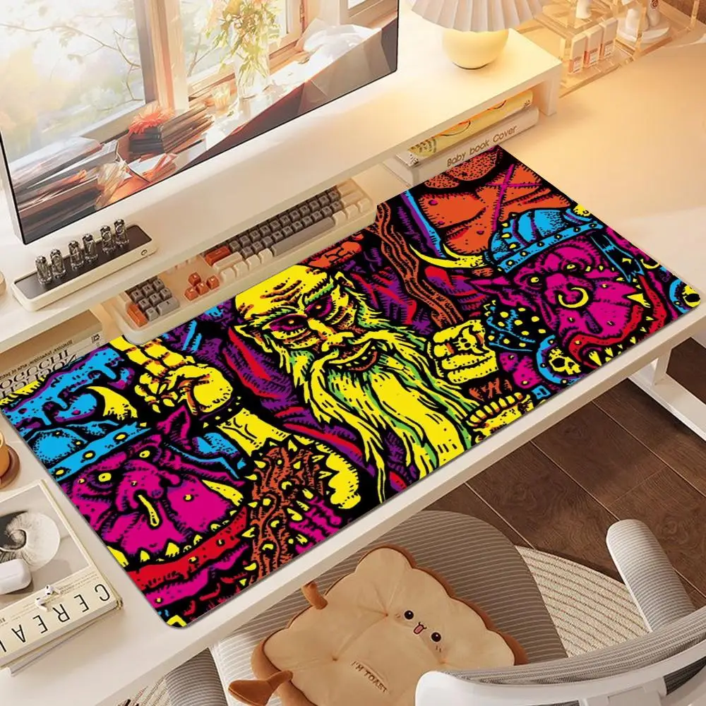 Neon Pink Green Skeleton Hand Play Mat Gaming Mouse Pad Smooth Glide Large Size For Esports Desk