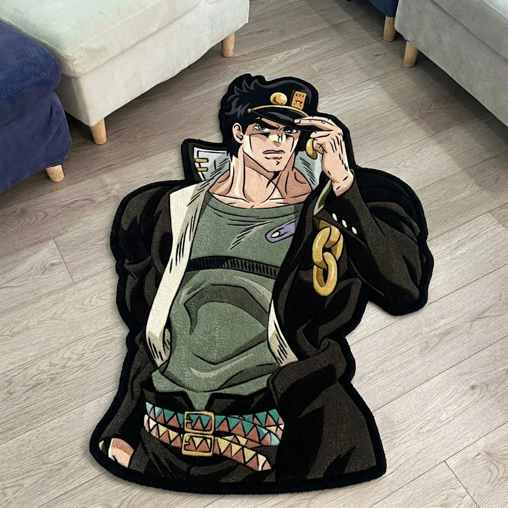 

JOJO Jotaro Kujo Creative Anime Shaped Floor Rug Anti-Skid Soft Washable Manga Area Carpet for Home Decor Fans Gift