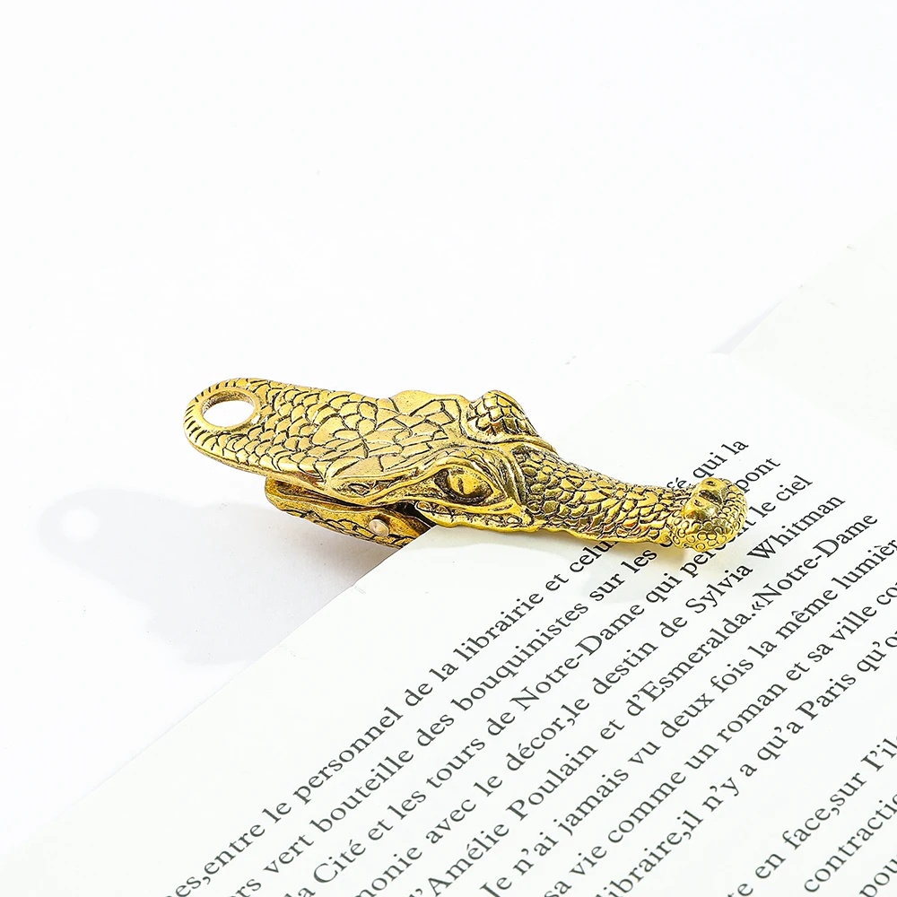 1Pcs Crocodile High Precious Metal Hand Clip, Vintage Book Page Clip, Solid Reading Marker, Book Clip For Book Lovers Collection