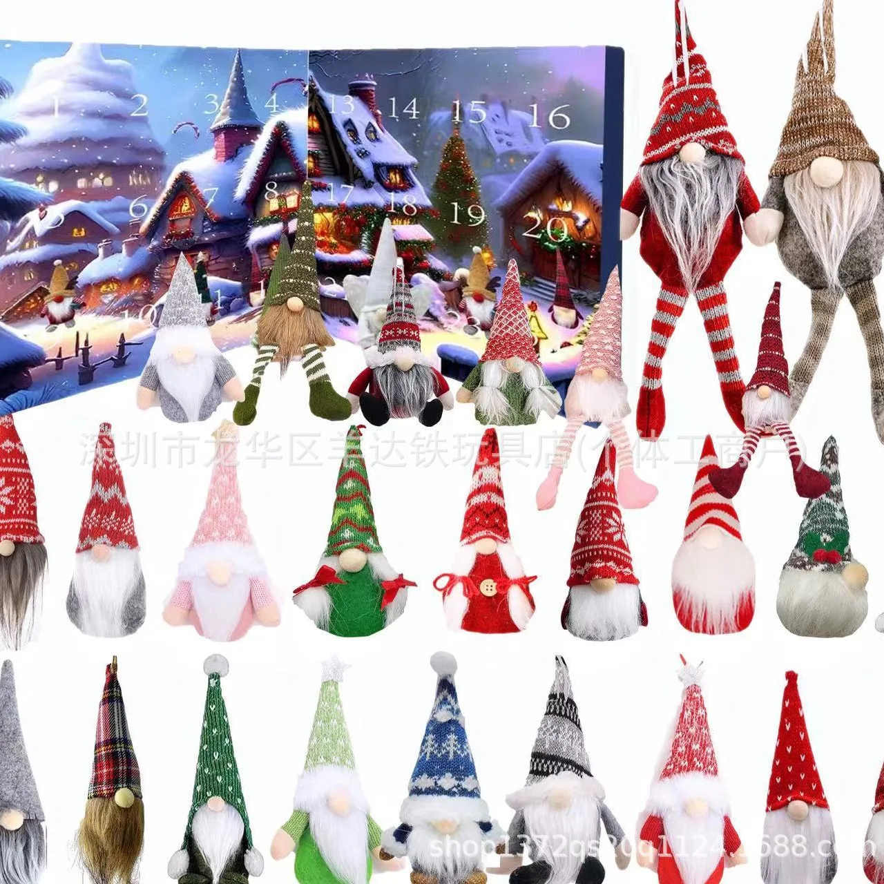 24 Days Christmas Gnome Advent Calendar box with Gnomes Dolls Plush Toy Xmas Countdown Calendar 2024 Christmas Decorations