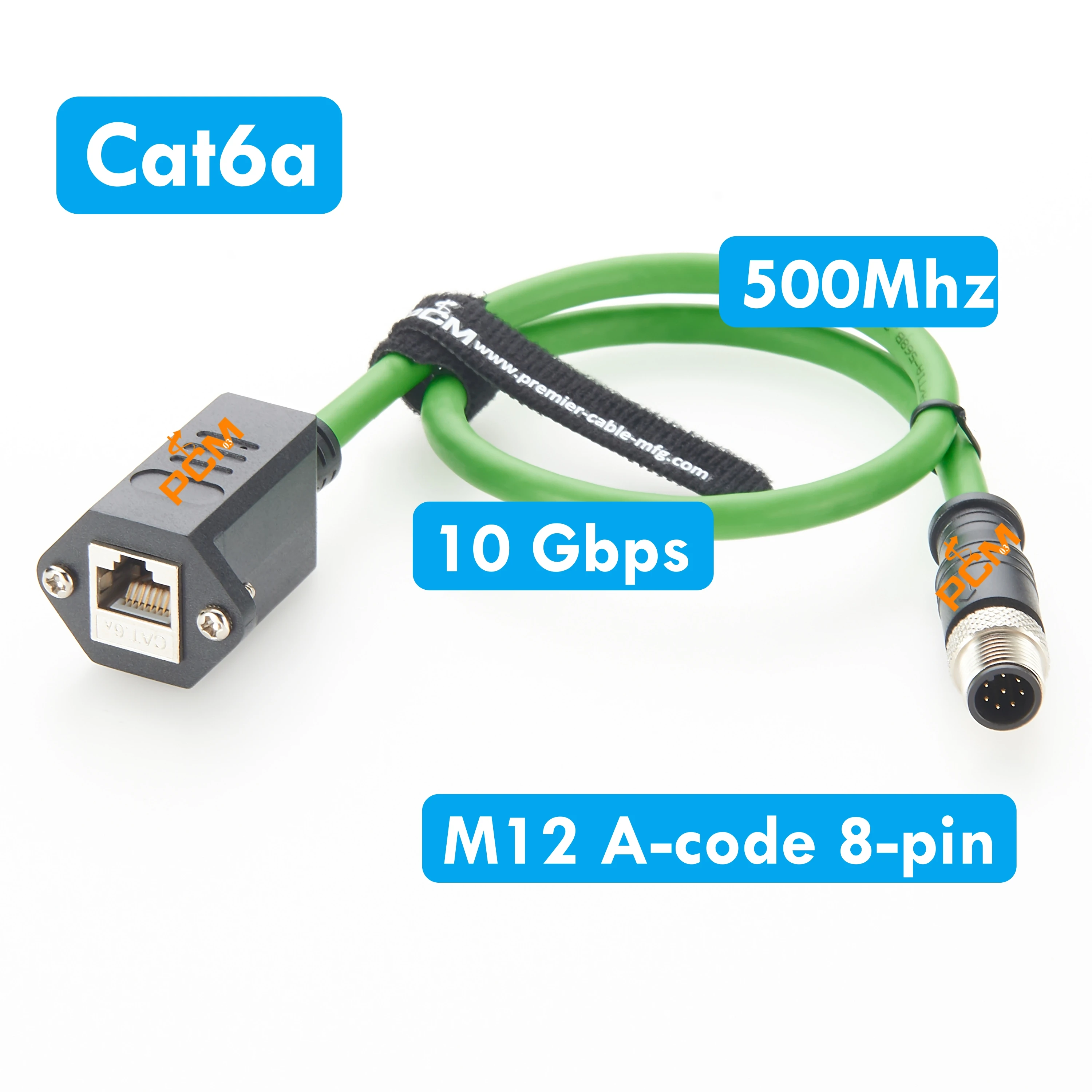 Panel-Mount Ethernet Cat6a RJ45 to M12 8-pin A-code Cable 10G EtherCAT for POE Camera Sensor Module Industrial Switch GigE