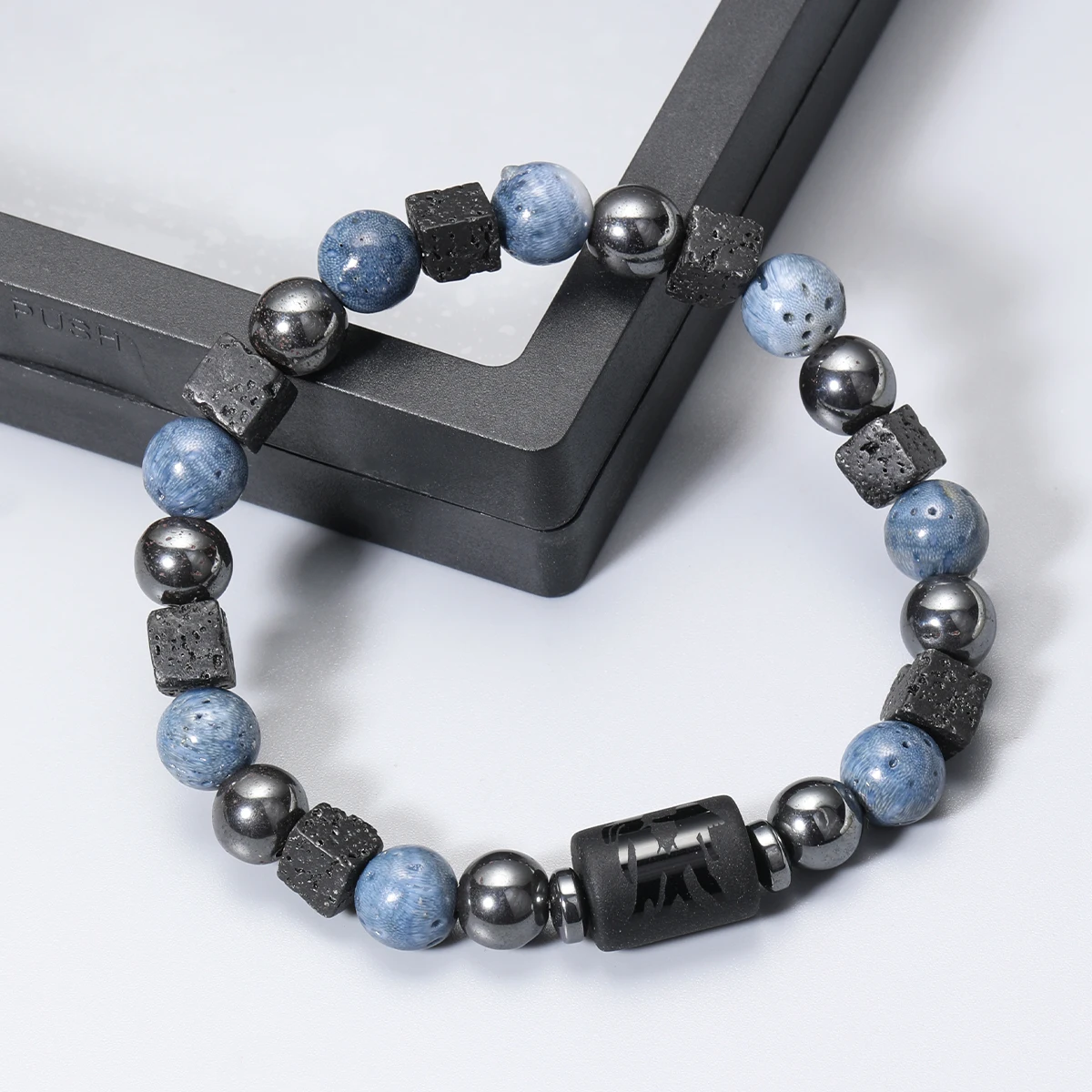 12-Sternbild-Armband aus natürlichen blauen Korallen-Lavasteinen, Steinperlen, für Männer, Paare, Seil, Freundschaft, Sternzeichen – Detail 7