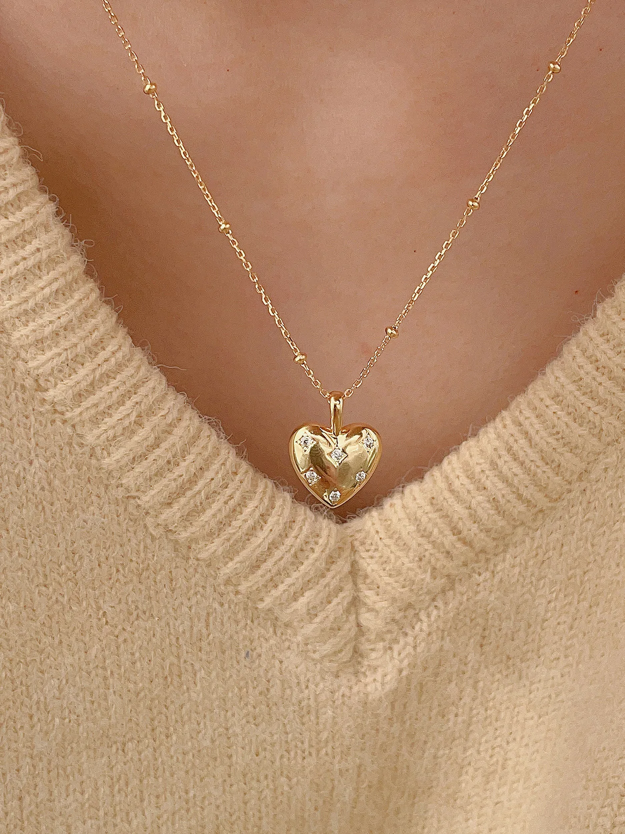 925 Sterling Silver Fashion Gold Shining Diamond Big Heart Locket Pendant Long Chain Necklace Accessories For Women Bijoux Gift