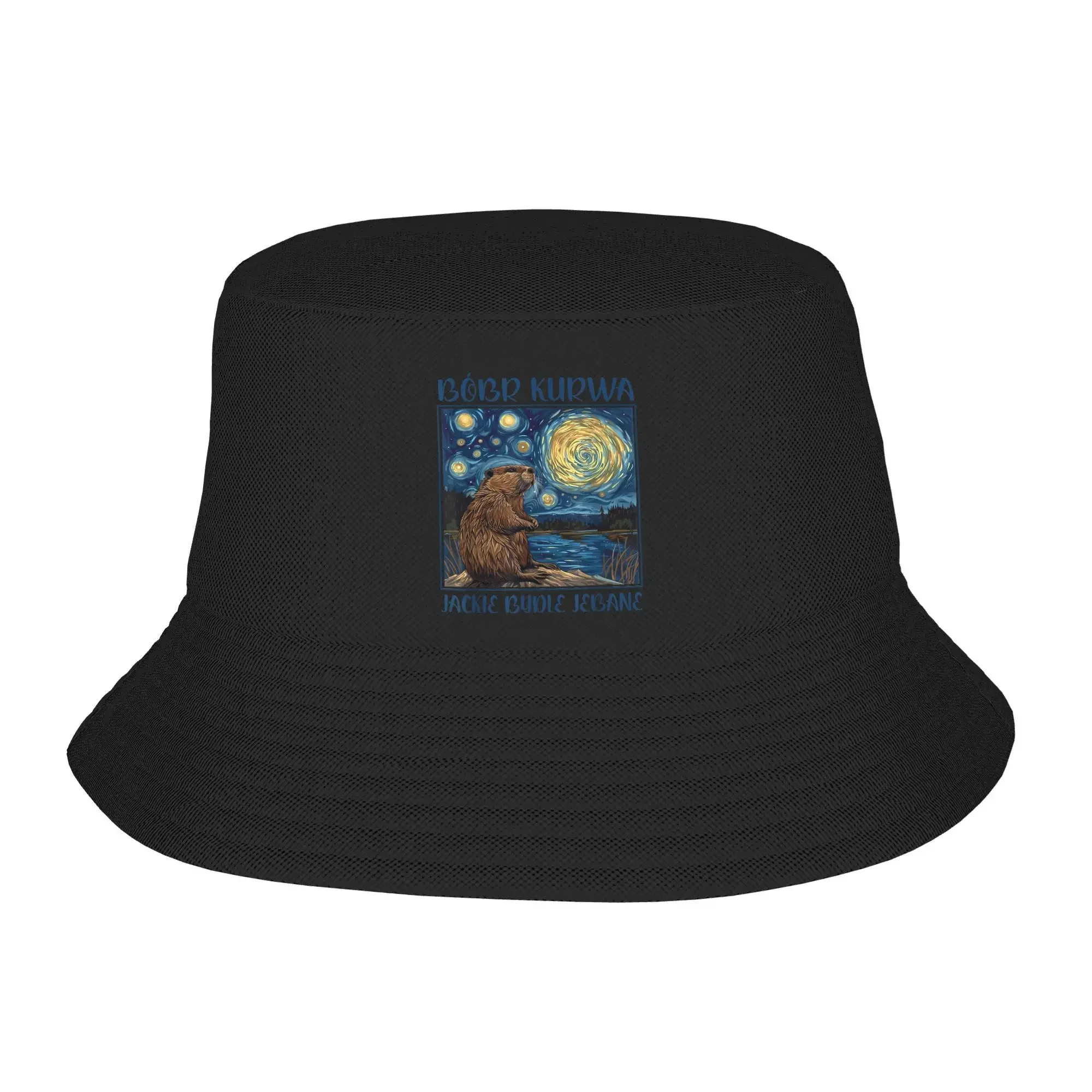 Retro Design，Bober Bobr Kurwa Bucket Hat Hawaii Fisherman Caps Personality Beach Travel Sunscreen Hats For Couple Vintage Graph