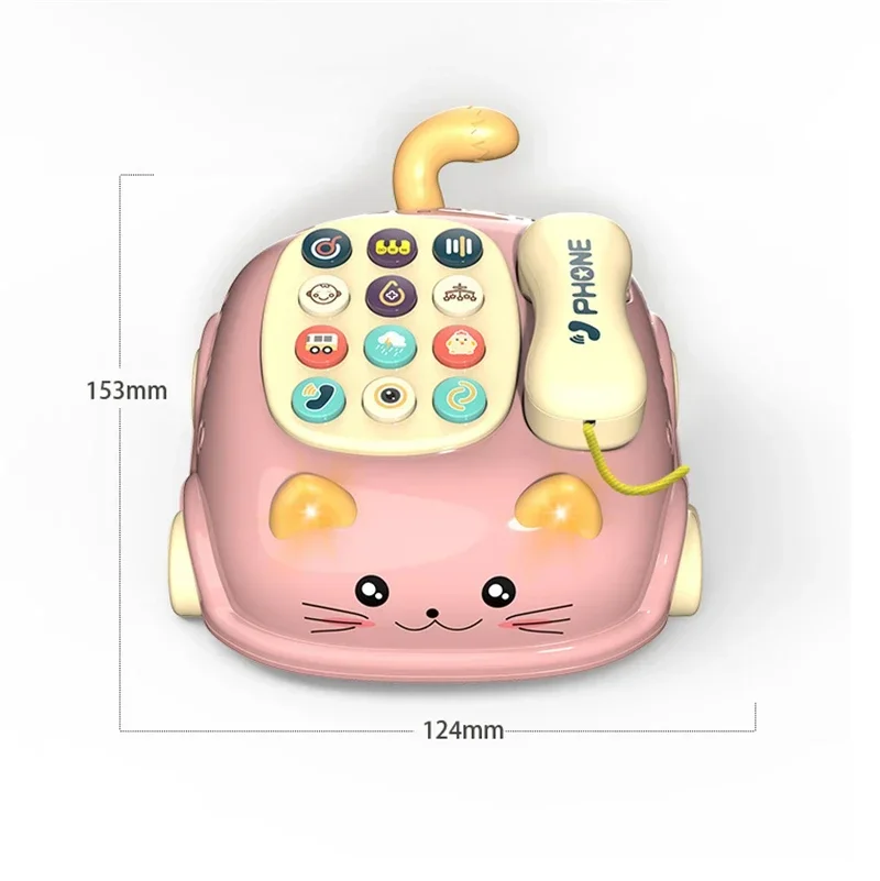 아기 3-in-1 뮤지컬 전화 장난감 유아용 인터랙티브 학습 장난감 조명 포함 고양이 전화기 이야기 초기 교육 몬테소리 선물