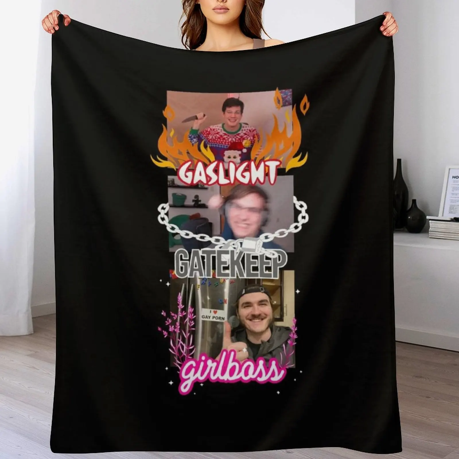 gaslight gatekeep girlboss chuckle sandwich Throw Blanket Spring Fall Cozy Throw Blanket for Couch