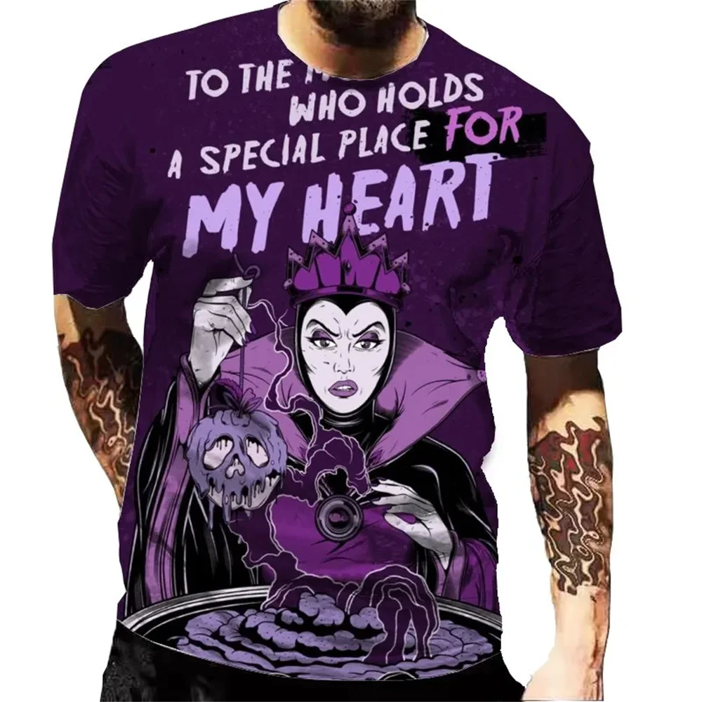 2024 Disney Villain Maleficent The Evil Queen 3D Print T-shirt For Boys Girls Summer O-neck Tees Streetwear Tops