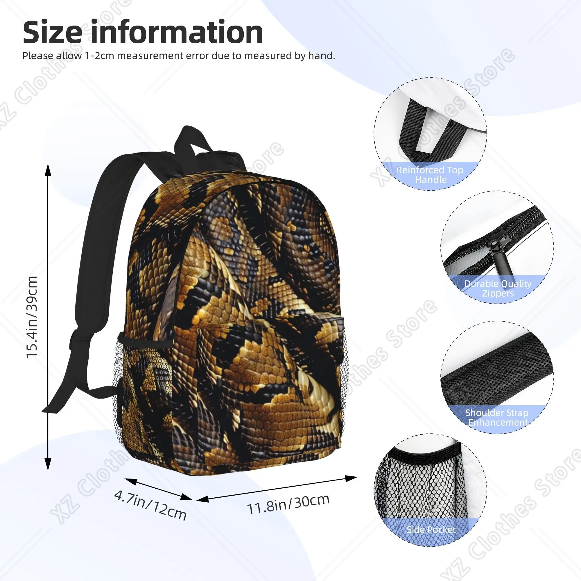 Snakes On A Train Backpack Hot Sale Daypack Large Capacity Boys Girls BookBag Shoulder Bags for Men Women School Bag