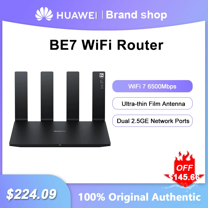 Original Huawei BE7 Router WiFi 7 6500Mbps Wireless Repeater Dual 2.5GE Network Ports 2.4GHz 5GHz Dual-Band Signal Amplifier