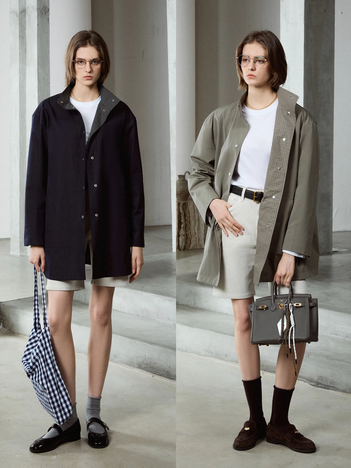 

Женская повседневная ветровка средней длины Ele Deep Blue Sageeen с контрастным воротником-стойкой, модель Sov "Faion New York"