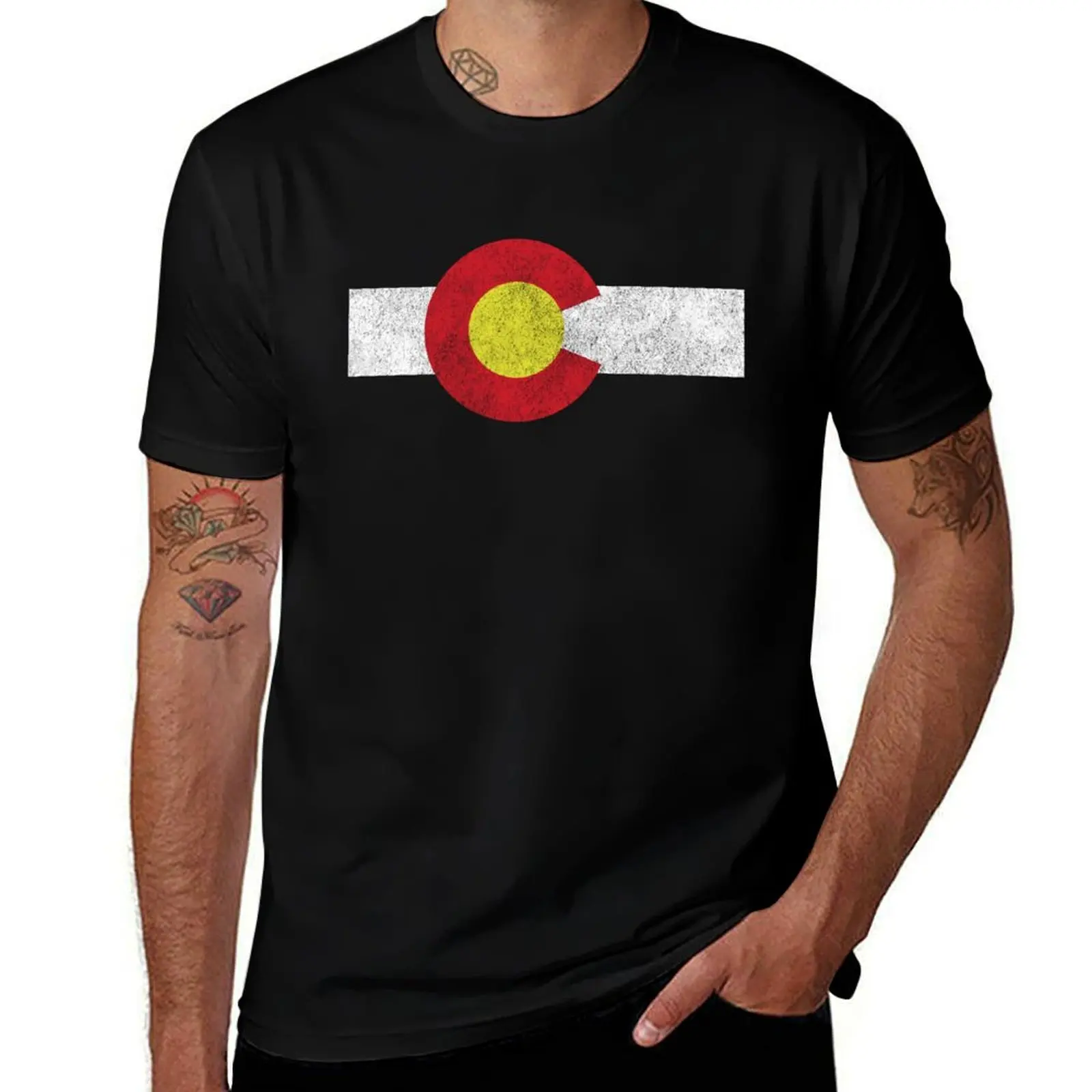 

vintage colorado flag T-Shirt vintage anime shirt man t shirt heavyweights black t-shirts for men