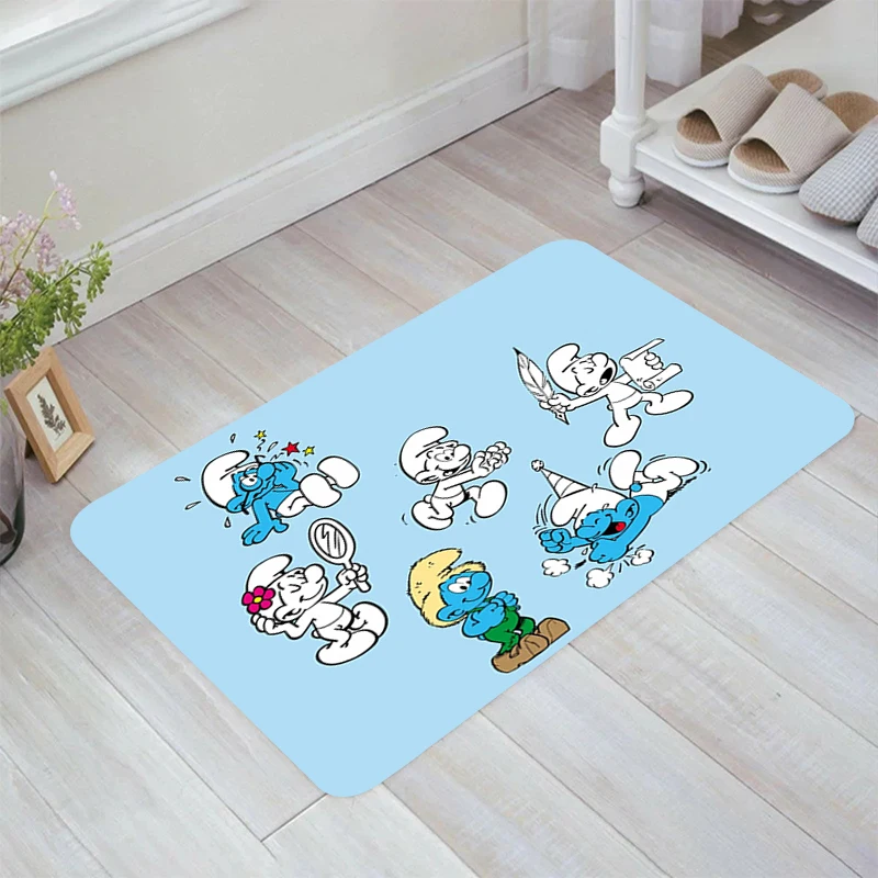 Doormat Entrance Door Cartoon S-Smurfs Floor Mat Home Room Rugs Carpets Kitchen Carpet Balcony Foot Rug Mats Bathroom Bath House